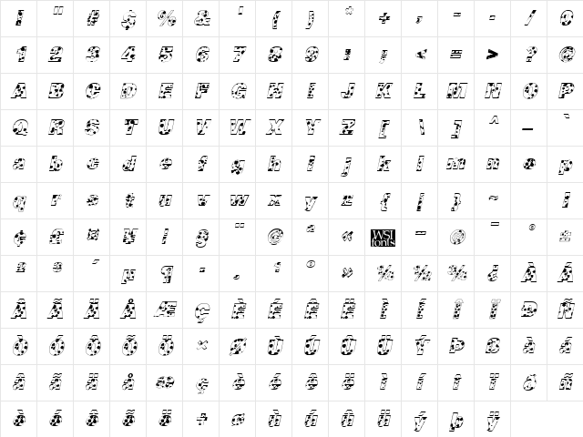 Cow-Spots Italic Character Map