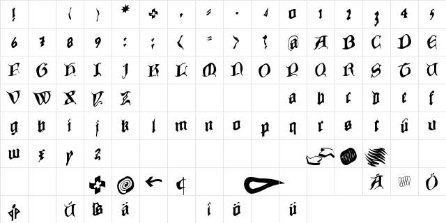 CowboyCaxton Regular Character Map CowboyCaxton Regular Character Map