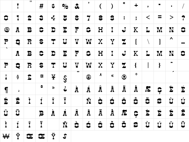Cowboy Regular Character Map Cowboy Regular Character Map