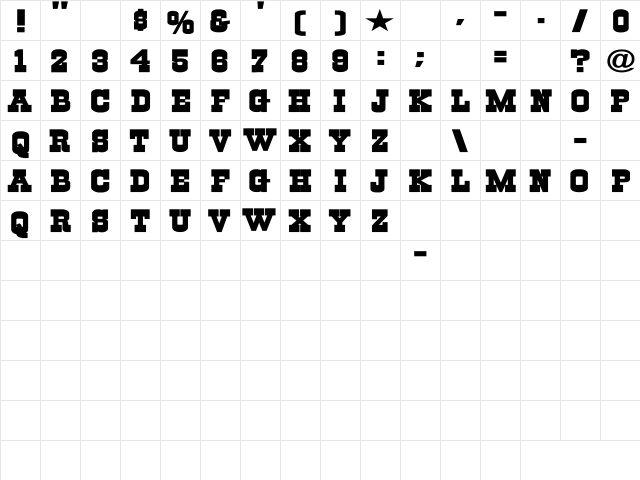 NewWGL4Font Regular Character Map