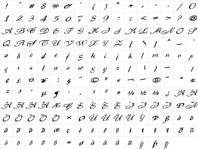 CowGirl156a Bold Character Map CowGirl156a Bold Character Map