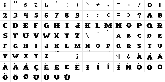 CowpokeSCapsSSK Bold Character Map CowpokeSCapsSSK Bold Character Map