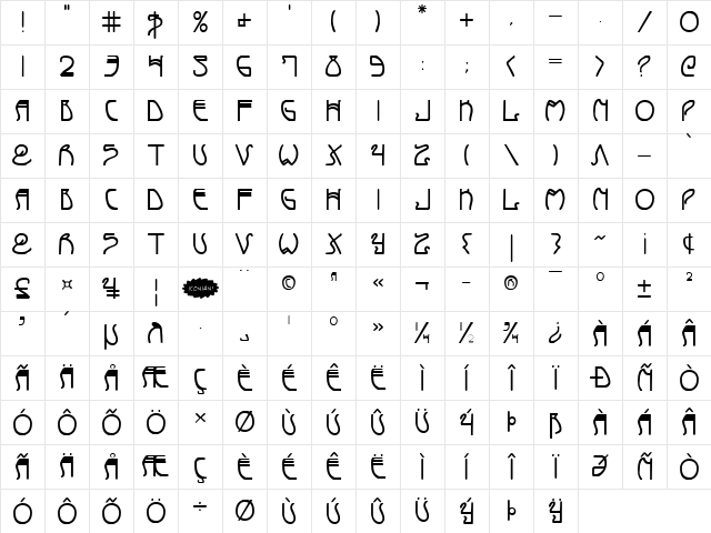 Coyote Deco Bold Bold Character Map