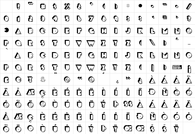 CrackMan Regular Character Map