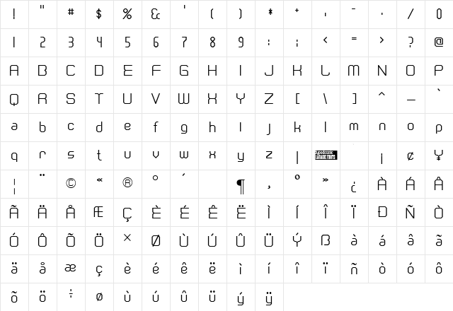 Cranberry Gin Regular Character Map