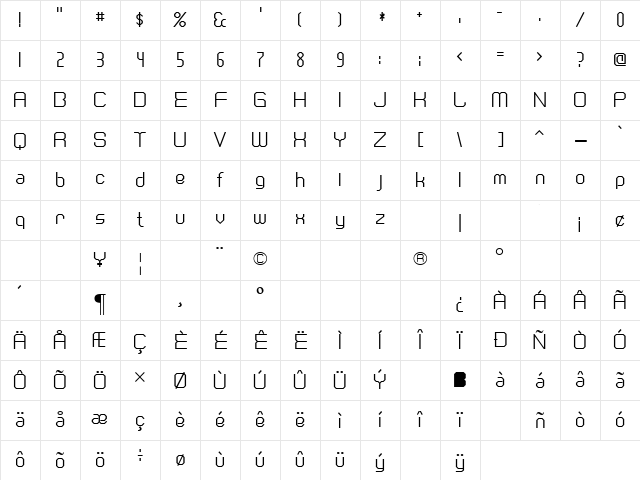 Cranberry Gin Regular Character Map