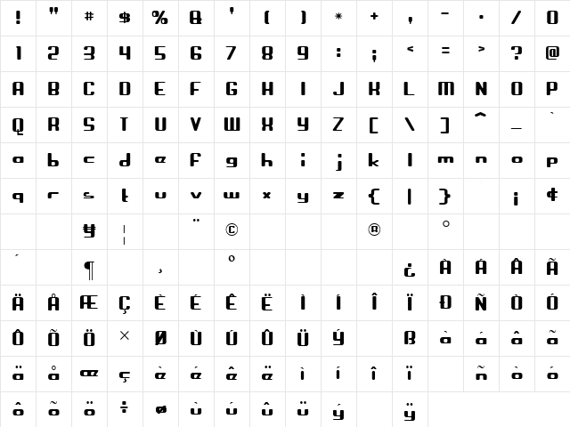 Crapola Regular Character Map