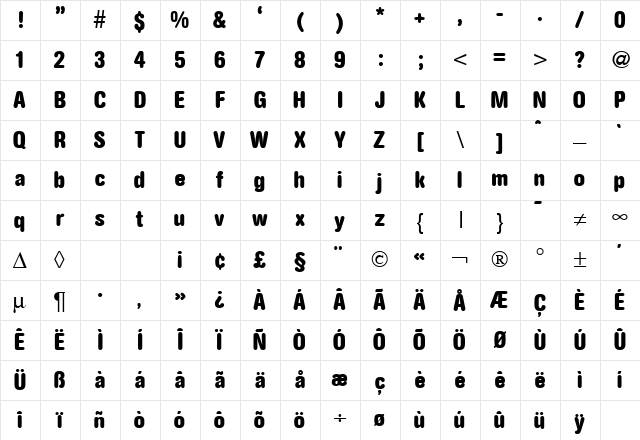 AkzentRoundedCond Bold Character Map
