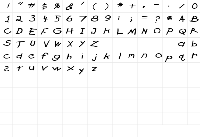 CrayonExtended Slanted Character Map