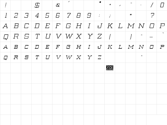 Creenay Bold Italic Character Map