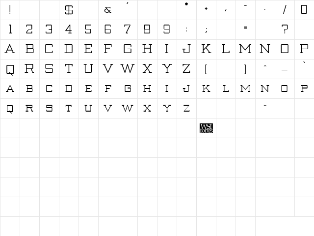 Creenay Bold Character Map Creenay Bold Character Map