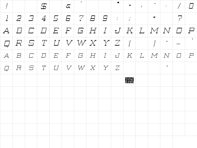 Creenay Italic Character Map