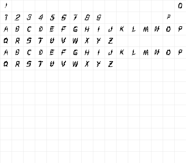 Creep LT Italic Character Map