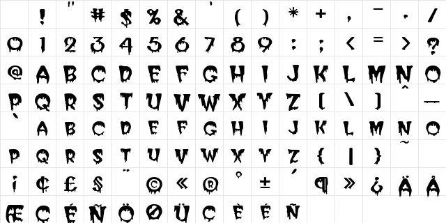 Creeper Regular Character Map Creeper Regular Character Map