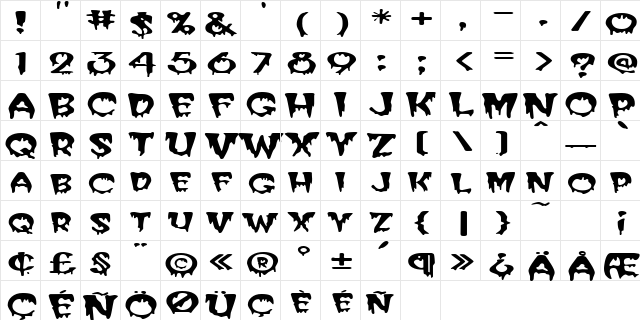 CreeperExtended Regular Character Map