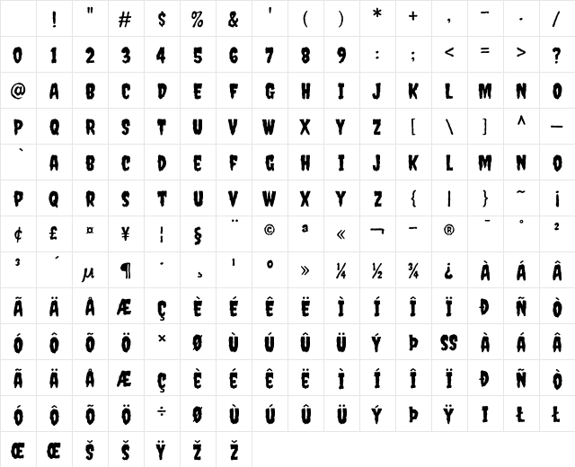 Creepster Regular Character Map