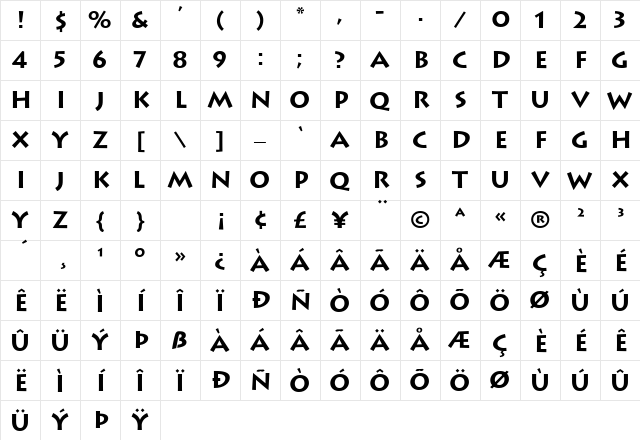 Listium Bold Character Map