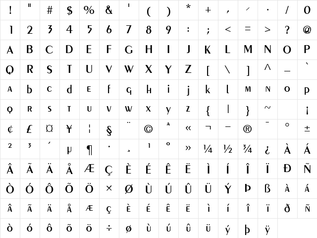 CremeSSK Bold Character Map