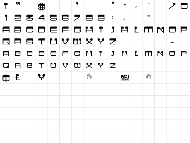 CrewCutCaps Bold Character Map