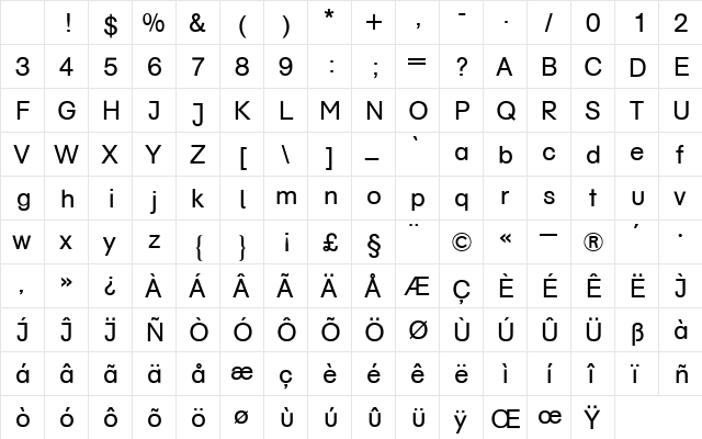 AG Schulbuch BQ Regular Character Map AG Schulbuch BQ Regular Character Map