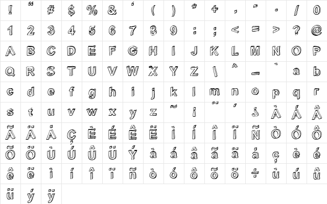 C rial Regular Character Map