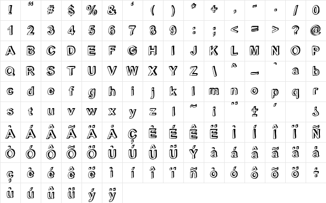 C rial black Regular Character Map