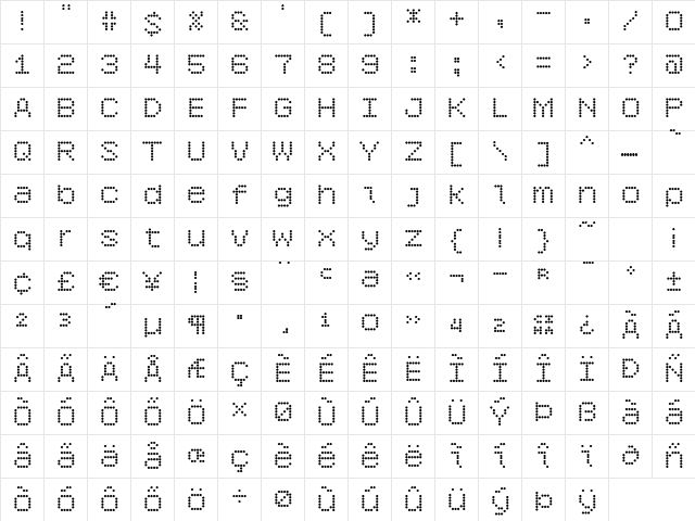 6x7oct Bold Character Map