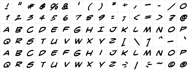 CrimeFighter BB Bold Character Map CrimeFighter BB Bold Character Map