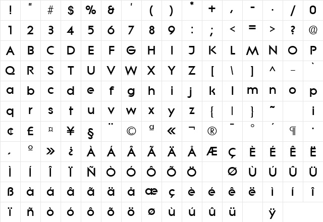 Litera Bold Character Map