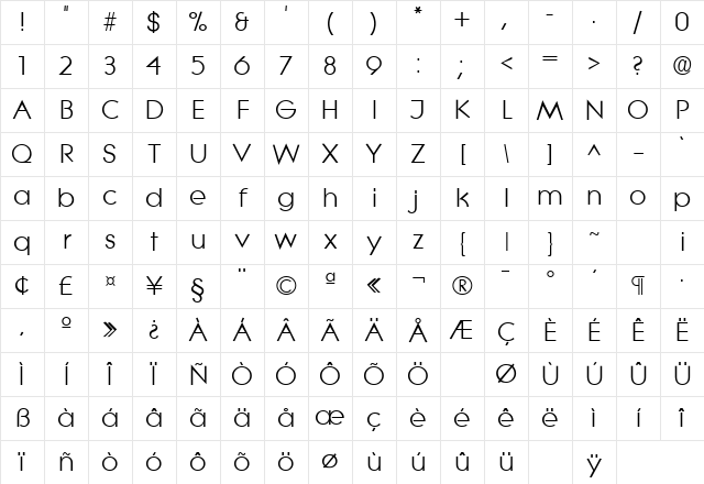 Litera Regular Character Map