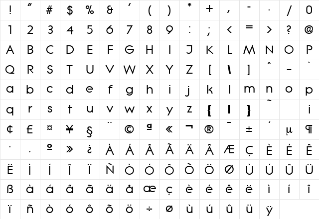 Litera-Serial Bold Character Map Litera-Serial Bold Character Map