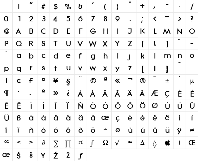 Litera-Serial-Heavy Regular Character Map