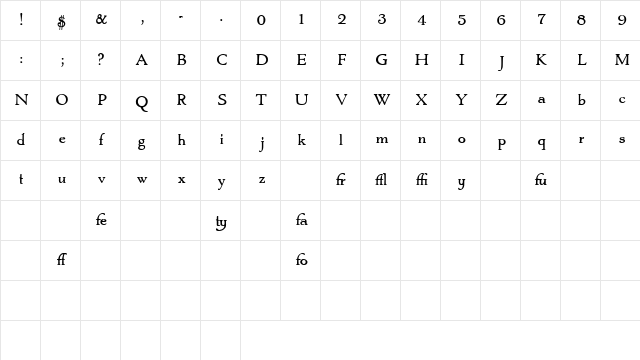 Cromwell HPLHS Character Map