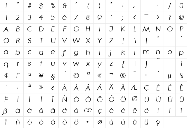 Litera-Serial DB RegularItalic Character Map Litera-Serial DB RegularItalic Character Map