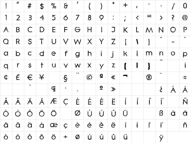 LiteraAntique Bold Character Map