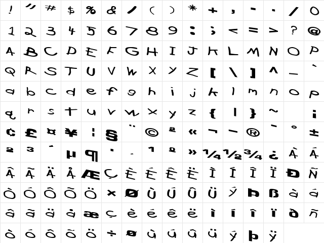 CrossFireFont Regular Character Map