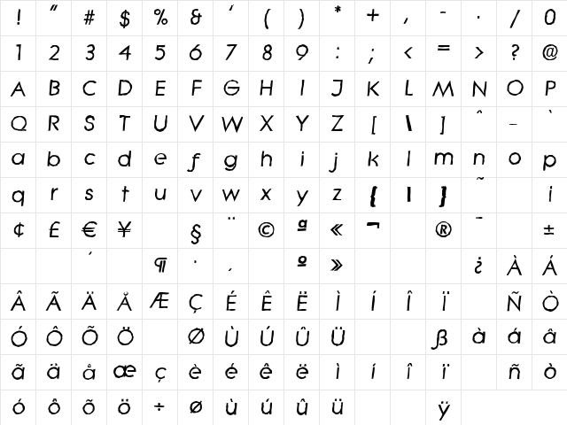 LiteraAntique BoldItalic Character Map