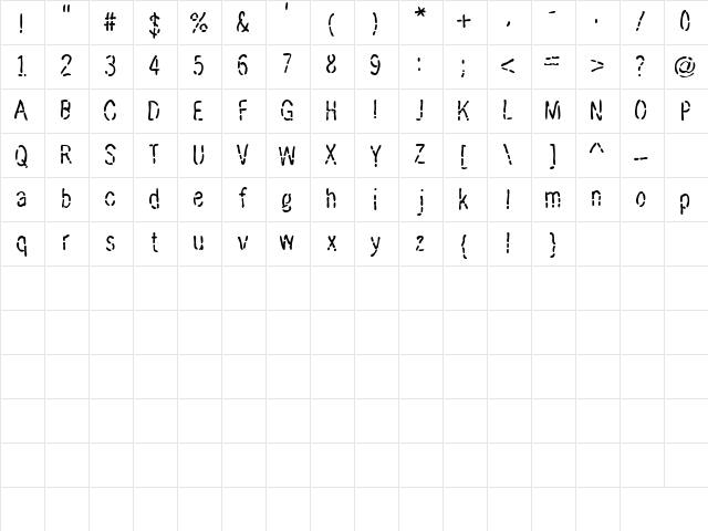 AL Frazzled Regular Character Map
