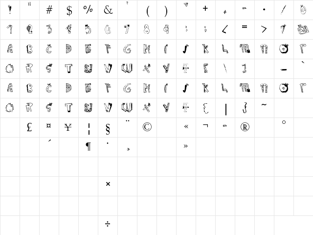 Crown Doodle {denne} Regular Character Map