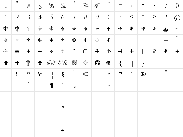 SymbolCrucifix Regular Character Map SymbolCrucifix Regular Character Map