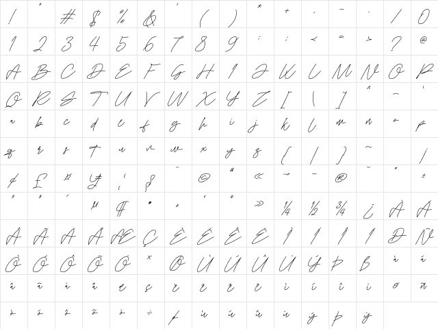Cruliosta Regular Character Map