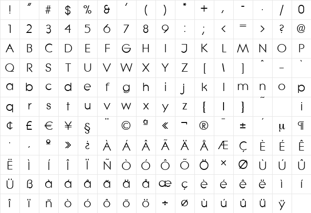 LiteraSerial Regular Character Map LiteraSerial Regular Character Map