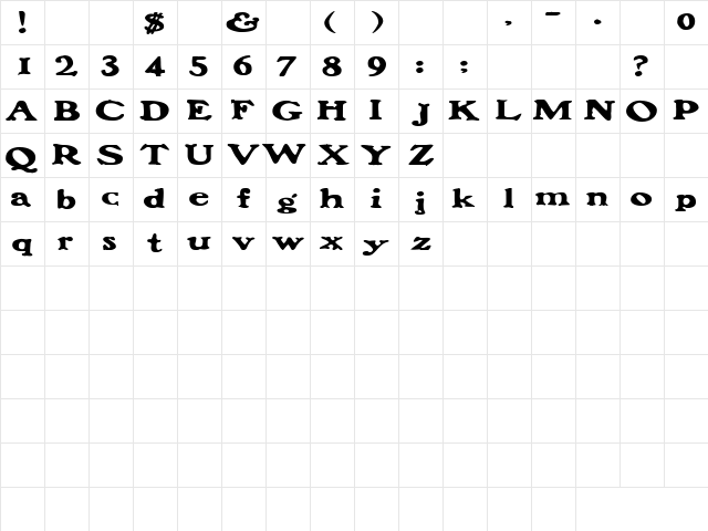 Cry Mary 3 Regular Character Map Cry Mary 3 Regular Character Map