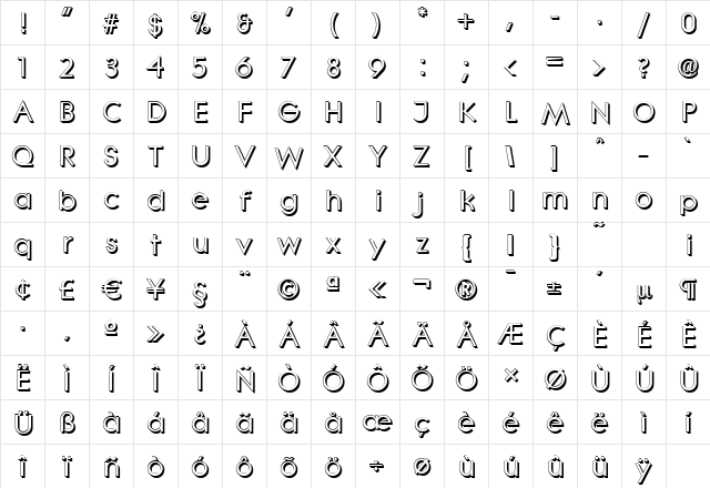 LiteraShadow Bold Character Map