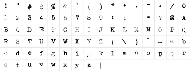 AL ModernType Regular Character Map