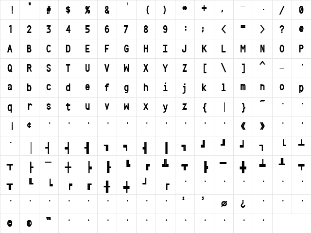 Crystal Bold Character Map