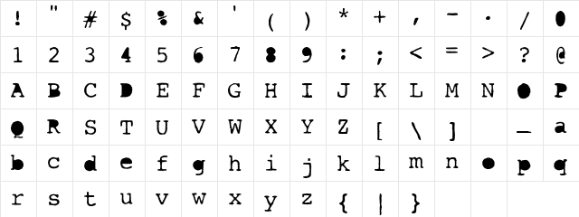 AL Oxygen Regular Character Map