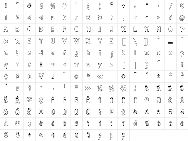 Cuban Regular Character Map