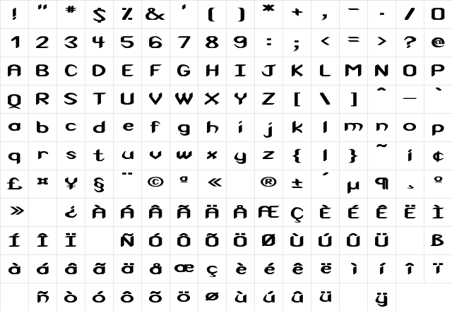 Cuneiform Ex Bold Bold Character Map