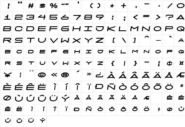 7 days fat oblique Regular Character Map